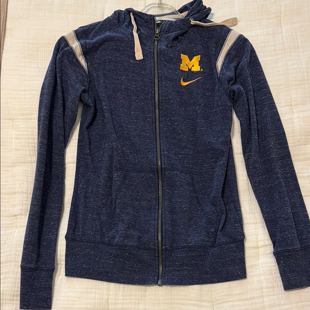 Nike Blue Zip-Up Hoodie with Yellow Logo